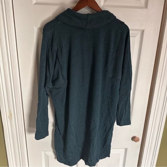 Pure Jill Cowl Mock Neck Shift Dress Womens LP Green Long Sleeves Cotton - Picture 4 of 7